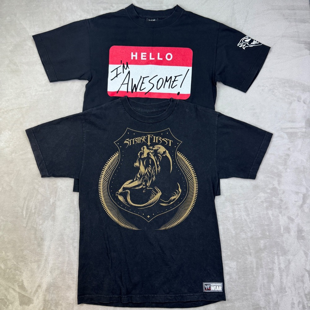 WWE T Shirt Mens M Black Graphic Y2K Lot 2 The Miz Strike First Vintage